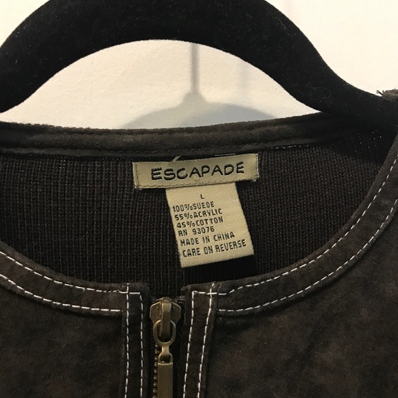 Dark brown Suede jacket knit sleeves - Picture 3 of 6